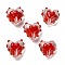 Handmade Lampwork Beads, with Enamel, Heart, Red, 14~15x15~15.5x8.5~9.5mm, Hole: 1.4mm