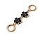 Flower Alloy Enamel Bag Extender Chains, with Ring Clasps, for Bag Straps Replacement Accessories, Golden, Black, 130mm