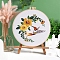 DIY Flower Pattern Embroidery Kits, Including Embroidery Cloth & Thread, Needle, Embroidery Hoop, Instruction Sheet, Gold, 200mm