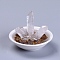 Natural Quartz Crystal Home Display Decorations, with Natural Tiger Eye Chip Beads, Porcelain Base and Resin, 71.5x42.5~46.5mm