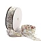 20 Yards Flower Printed Polyester Ribbon, Double Wavy Edged Ribbon for Gift Wrapping, White, 1 inch(25mm), about 20.00 Yards(18.29m)/Roll