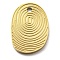 Ion Plating(IP) 316L Surgical Stainless Steel Pendants, Nickel Free, Textured, Irregular Oval Charm, Real 18K Gold Plated, 17x12x1.5mm, Hole: 1.5mm