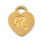 Ion Plating(IP) 304 Stainless Steel Pendants, Laser Cut, Heart with Letter Charm, Golden, Letter R, 15x12x1mm, Hole: 3x3.5mm