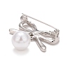 Alloy Bowknot Brooch with Plastic Pearl JEWB-A004-02P-3