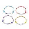 Love Word Acrylic & Heishi Polymer Clay Beaded Stretch Bracelet Sets BJEW-TA00069-2