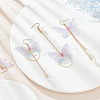 ANATTASOUL 2 Pairs 2 Style Fabric Butterfly with Plastic Pearl Beaded Dangle Earrings EJEW-AN0002-84-7