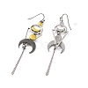 Alloy Geometry with Moon Dangle Earrings EJEW-B015-05-2