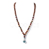 Wood & Natural Carnelian & Synthetic Turquoise Beaded Necklaces NJEW-JN04136-2