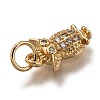 Brass Micro Pave Clear Cubic Zirconia Charms ZIRC-B002-54G-3