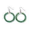 Round Natural Gemstone Beaded Ring Dangle Earrings EJEW-G307-02P-3