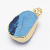 Electroplated Natural Druzy Agate Pendants G-G656-19-4