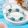 Round & Turtle Dyed Synthetic Turquoise & Magnesite Beaded Stretch Bracelets for Women BJEW-JB10936-01-2