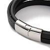 Men's Black PU Leather Cord Multi-Strand Bracelets BJEW-K243-12AS-3