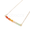 Sparkling Glass Beaded Horizontal Bar Pendant Necklace for Women NJEW-TA00021-02-4