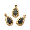 304 Stainless Steel Pave Natural Labradorite Teardrop Charms STAS-B074-04G-03-1