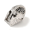 Brass Micro Pave Black Cubic Zirconia Beads ZIRC-P119-01P-2