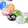 Flat Round Handmade Millefiori Glass Beads Strands LK-R004-63-3