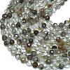 Natural Green Lodolite Quartz/Garden Quartz/Green Phantom Quartz Beads Strands G-K389-B11-01-3