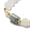 Round Natural Quartz Beaded Stretch Bracelets BJEW-M315-08-2