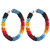 Boho Glass Seed Beaded Big Huggie Hoop Earrings for Women EJEW-SW00003-1