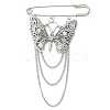 Butterfly Tibetan Style Alloy Rhinestone Charm Safety Pin Brooch JEWB-BR00109-1