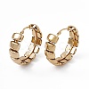 201 Stainless Steel Rectangle Beaded Hoop Earrings with 304 Stainless Steel Pins for Women EJEW-B016-15B-G-1