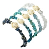 5Pcs 5 Styles Natural Quartz Crystal & Lapis Lazuli & Apatite & Aquamarine & Synthetic Turquoise Chip Beaded Stretch Bracelet Sets BJEW-JB10840-5