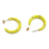 Brass Enamel Half Hoop Earrings EJEW-B004-03G-4