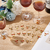 24Pcs 12 Style Alloy Enamel with Rhinestone Pendant & Brass Ring Wine Glass Charms AJEW-AB00054-5