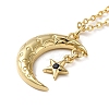 Golden Brass Crescent Moon Pendant Necklace with Rhinestone NJEW-Z015-01A-G-2