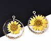 Transparent Clear Epoxy Resin & Dried Flower Pendants X-RESI-S383-076A-A02-3