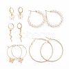 Ring & Butterfly & Snake Dangle Hoop Earrings EJEW-D277-13G-1