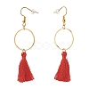 Ring with Cotton Tassel Dangle Earring EJEW-JE04837-5