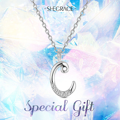 SHEGRACE 925 Sterling Silver Initial Pendant Necklaces JN899A-1