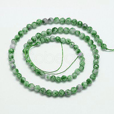 Natural Green Spot Jasper Beads Strands G-G545-35-1