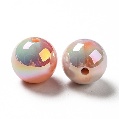 UV Plating Opaque Rainbow Iridescent Acrylic Beads MACR-D063-01B-06-1