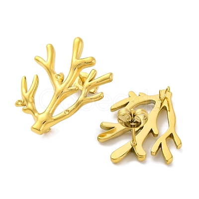 Ion Plating(IP) 304 Stainless Steel Tree Branch Stud Earrings EJEW-D281-08G-1