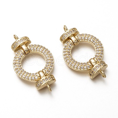 Brass Micro Pave Clear Cubic Zirconia Links Connectors ZIRC-C020-19G-1