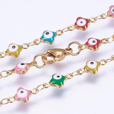 304 Stainless Steel Chain Necklaces STAS-P164-34G-1