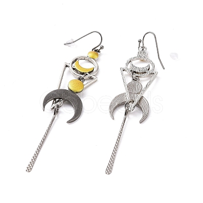 Alloy Geometry with Moon Dangle Earrings EJEW-B015-05-1