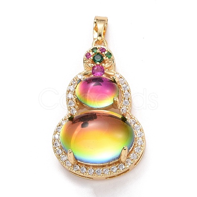 Brass Rhinestone Pendants ZIRC-Z020-02G-1