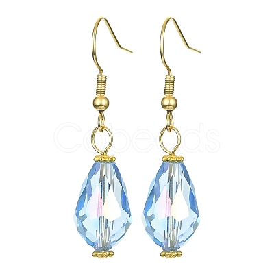 15 Pair 15 Color Glass Teardrop Dangle Earrings EJEW-JE05399-1