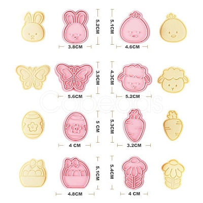 8Pcs 8 Styles Easter Theme Plastic Cookie Cutters EAER-PW0001-066-1