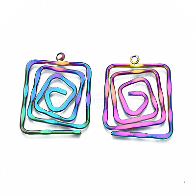 Eco-Friendly Rainbow Color Iron Pendants IFIN-N009-014-RS-1