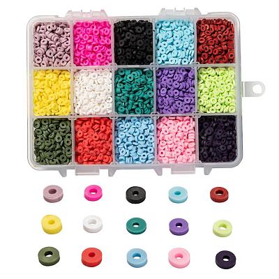 15 Colors Handmade Polymer Clay Beads CLAY-JP0001-04-4mm-1