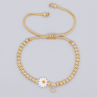 Golden Tone Daisy Braided Bead Bracelets WY1454-3-1