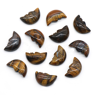 Carveing Face Crescent Moon Natural Tiger Eye Display Decorations MATO-PW0001-015D-1