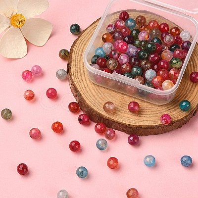 130Pcs Dyed Natural Multi-Color Agate Beads Strands G-YW0001-29B-1