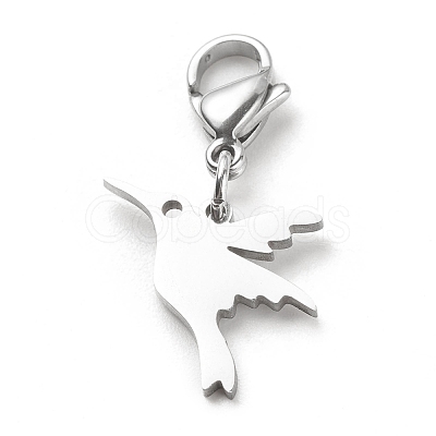 Non-Tarnish 201 Stainless Steel Bird Pendant Decorations HJEW-JM00652-01-1