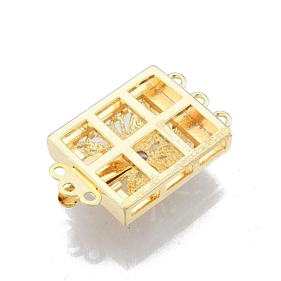 Brass Pave Clear Cubic Zirconia Box Clasps KK-G432-08G-1